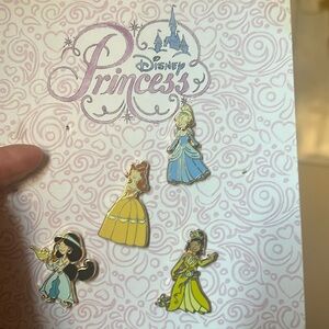 Cinderella, Belle, Tiana, and Jasmine Disneyland pins